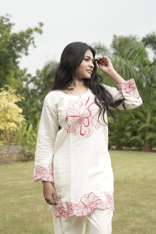 White Orchid Embroidered Co-ord Set