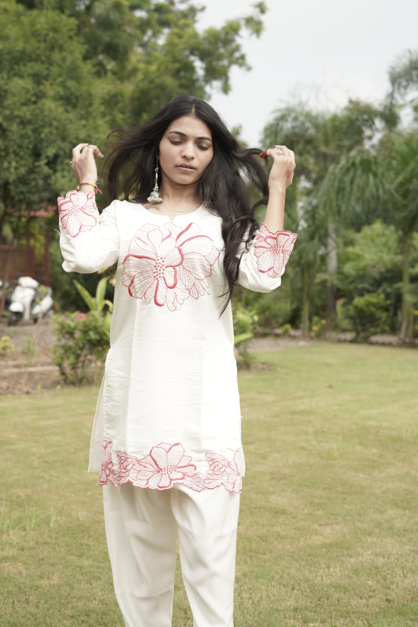 White Orchid Embroidered Co-ord Set